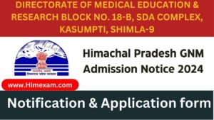 Himachal Pradesh GNM Admission Notice 2024