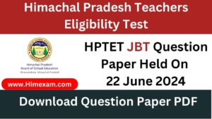 HPTET JBT Question Paper Held On 22 June 2024
