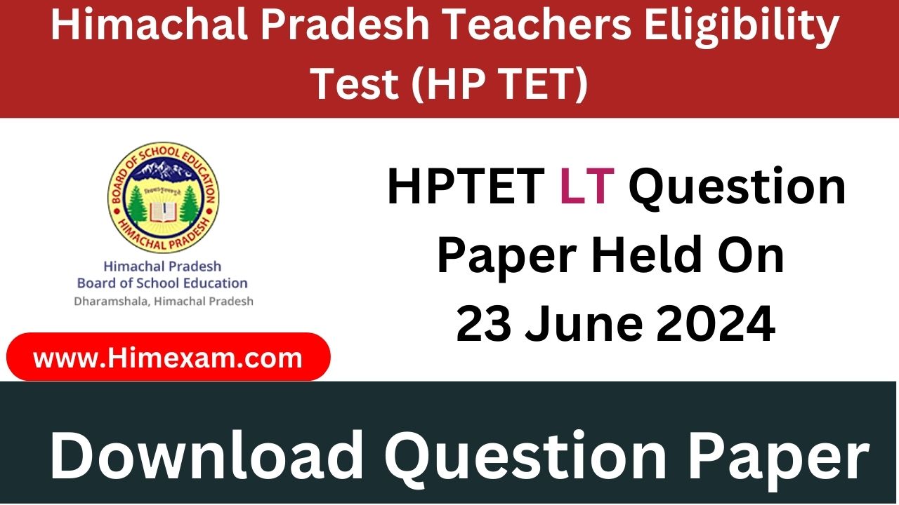 HPTET LT Question Paper Held On 23 June 2024