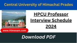 HPCU Professor Interview Schedule 2024