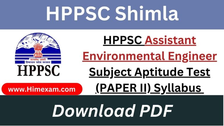HPPSC Assistant Environmental Engineer Subject Aptitude Test (PAPER II) Syllabus