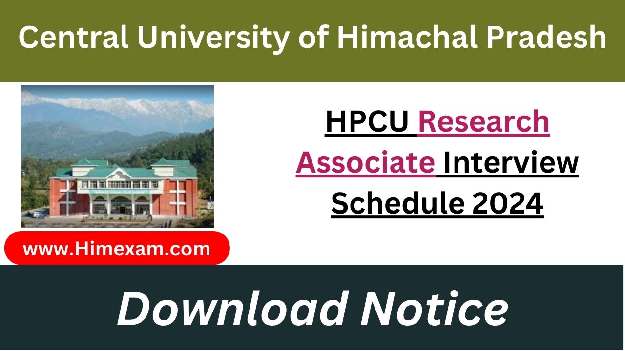 HPCU Research Associate Interview Schedule 2024