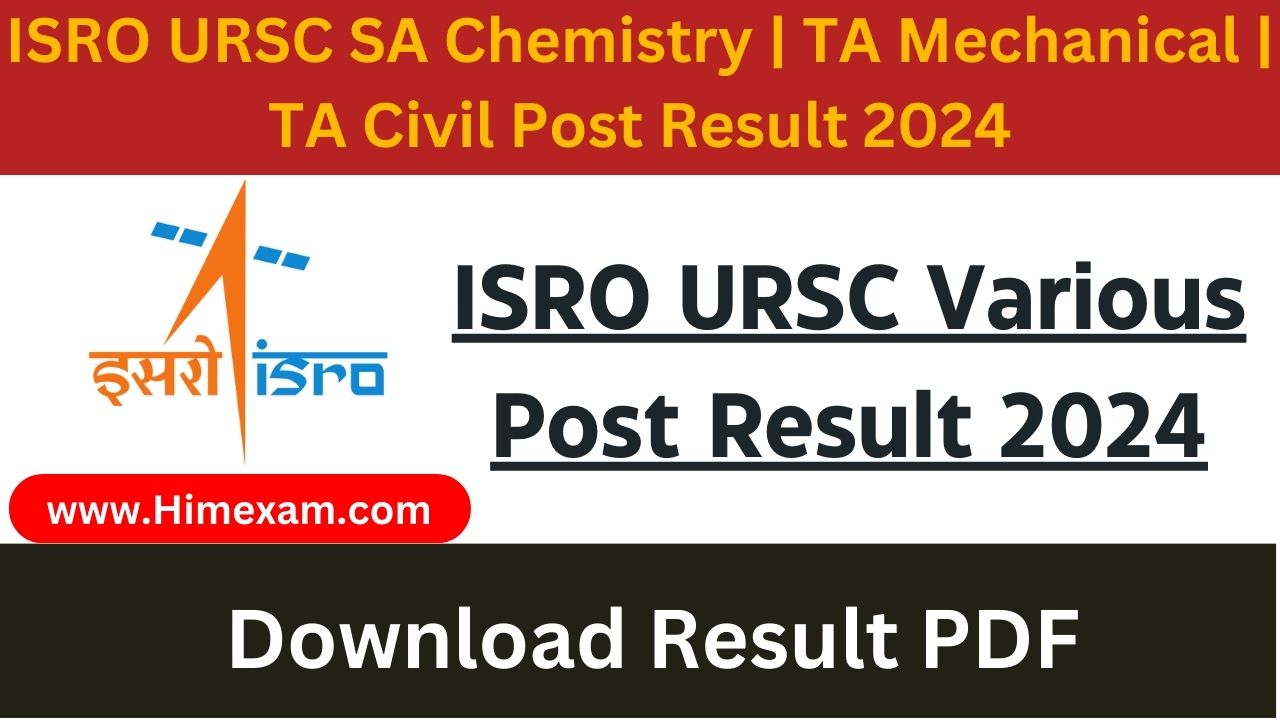 ISRO URSC Various Post Result 2024