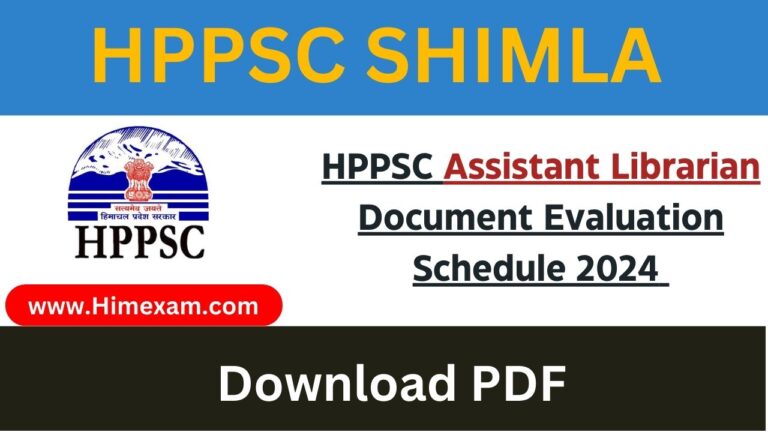 HPPSC Assistant Librarian Document Evaluation Schedule 2024