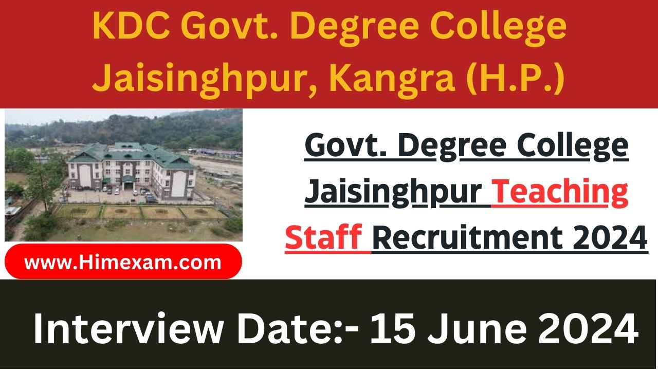 Govt. Degree College Jaisinghpur Teaching Staff Recruitment 2024