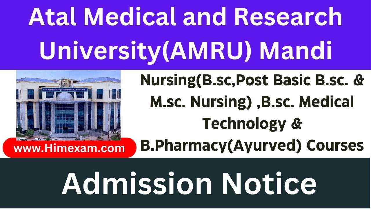 AMRU Mandi Nursing & Pharmacy Admission Notice 2024