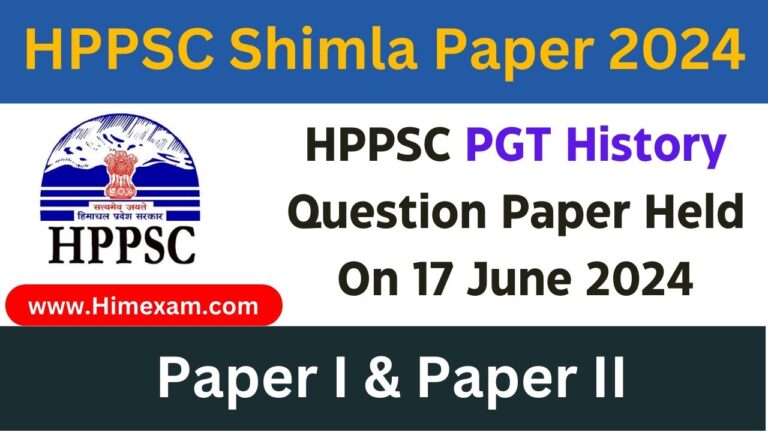 HPPSC PGT History Question Paper Held On 17 June 2024
