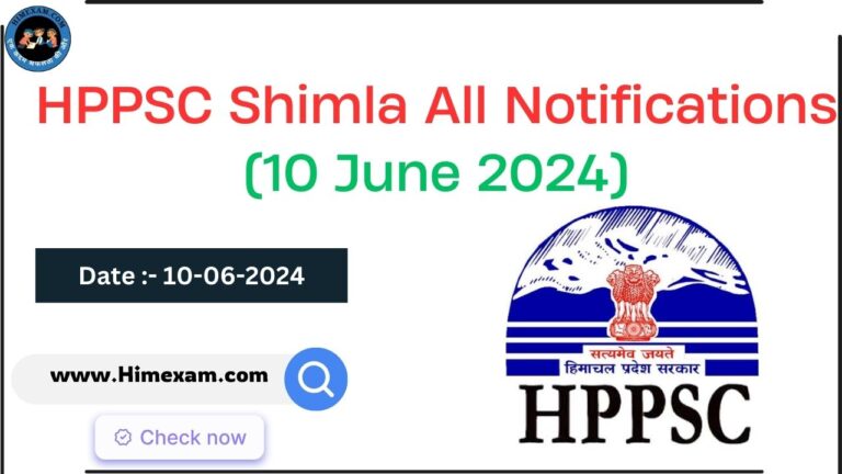 HPPSC Shimla All Notifications 10 June 2024