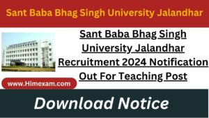 Sant Baba Bhag Singh University Jalandhar Recruitment 2024 Notification Out For Teaching Post