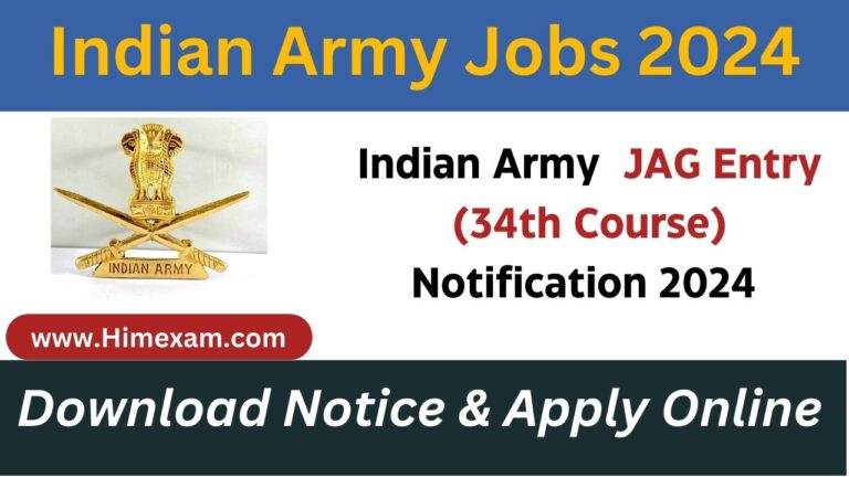 Indian Army JAG Entry (34th Course) Notification 2024