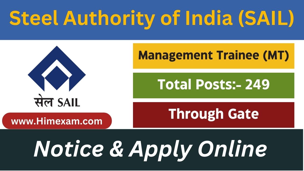 SAIL Recruitment 2024 Notification OUT for MT Posts