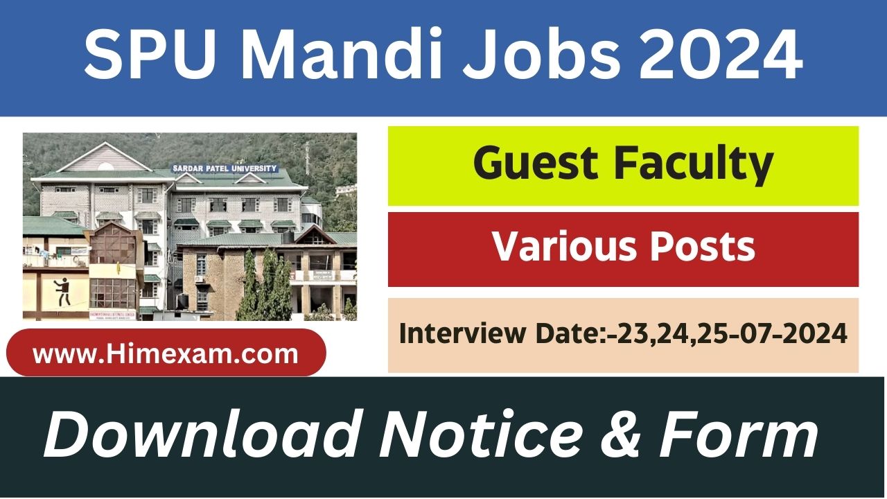 SPU Mandi Recruitment 2024 Notification Out For Guest Faculty