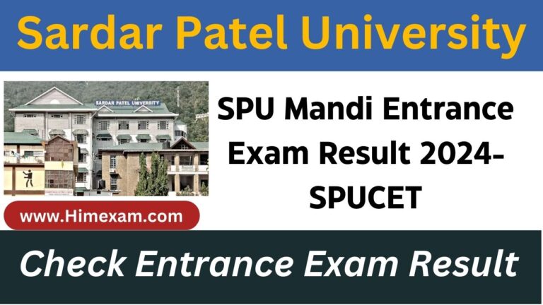 SPU Mandi Entrance Exam Result 2024-SPUCET