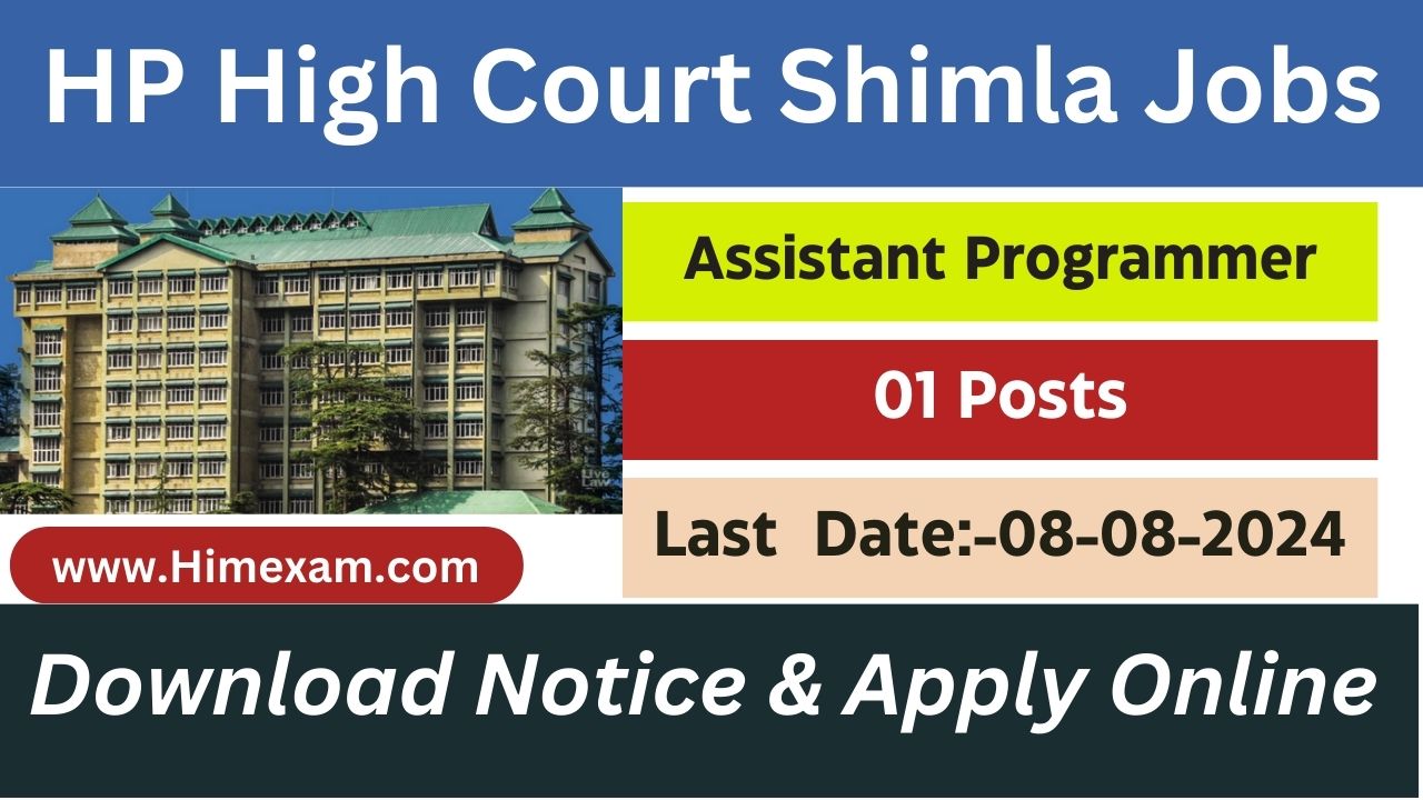 HP High Court Recruitment 2024 Notification OUT for Assistant Programmer Posts