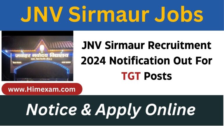 JNV Sirmaur Recruitment 2024 Notification Out For TGT Posts