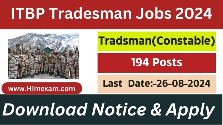 ITBP Recruitment 2024 Notification Out For Tradesman Posts