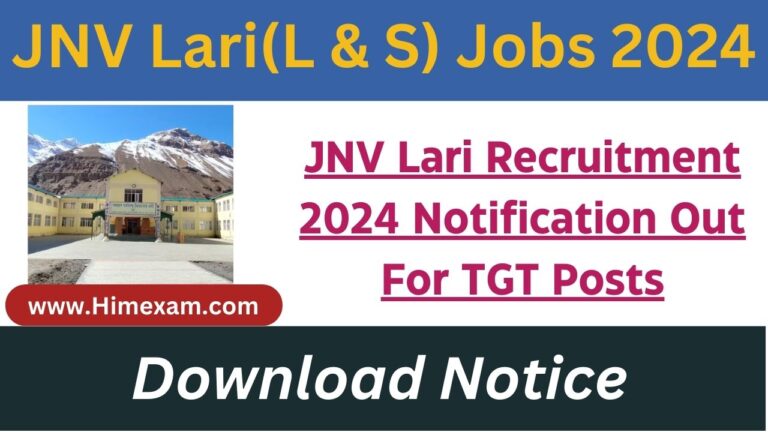 JNV Lari Recruitment 2024 Notification Out For TGT Posts