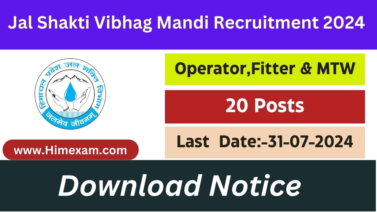 HP Jal Shakti Vibhag Division Mandi Recruitment 2024