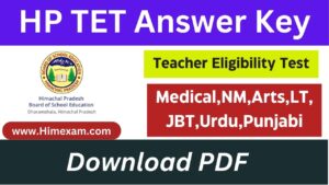 HPTET Official Answer Key June 2024