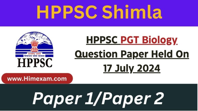 HPPSC PGT Biology Question Paper Held On 17 July 2024