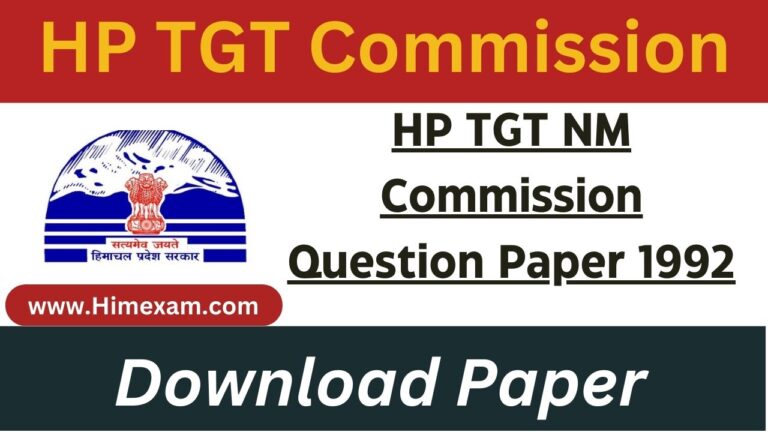 HP TGT NM Commission Question Paper 1992