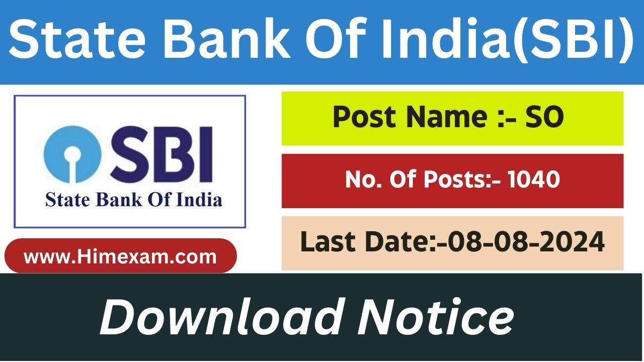 SBI Recruitment 2024 Notification Out For SO Posts
