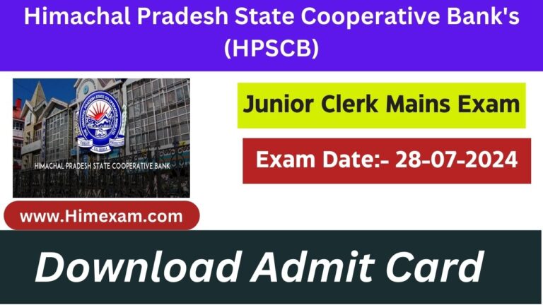 HPSCB Jr. Clerk Mains Exam Admit Card 2024