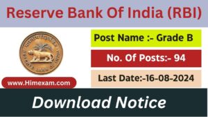 RBI Recruitment 2024 Notification Out For Grade-B Officer Posts