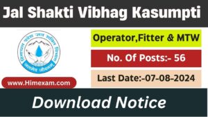 HP Jal Shakti Vibhag Division No-1 Kasumpti Recruitment 2024 Notification Out for Para Pump Operator ,Para Fitter & Multipurpose worker