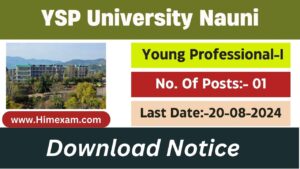 YSP University Nauni Recruitment 2024 Notification Out For Young Professional-I