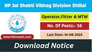 HP Jal Shakti Vibhag Division Shillai Recruitment 2024 Notification Out for Para Pump Operator ,Para Fitter & Multipurpose worker