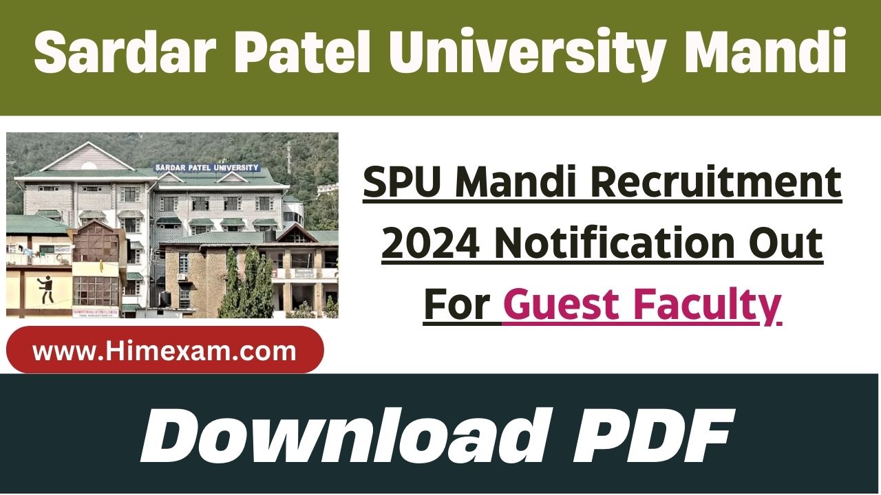 SPU Mandi Recruitment 2024 Notification Out For Guest Faculty