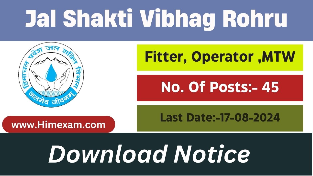 HP Jal Shakti Vibhag Division Rohru Recruitment 2024