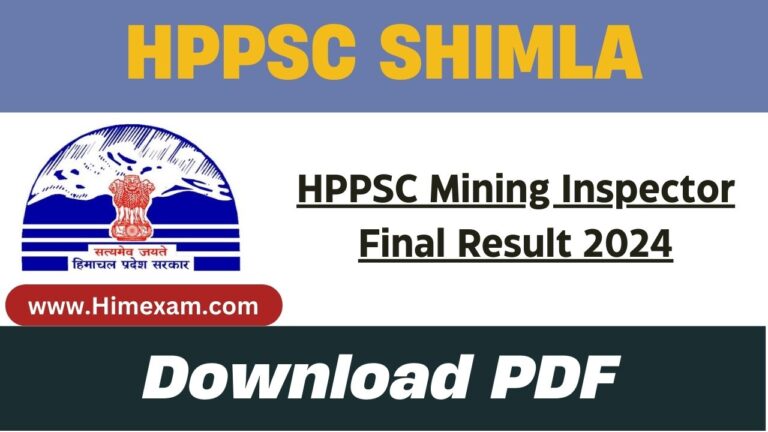 HPPSC Mining Inspector Final Result 2024