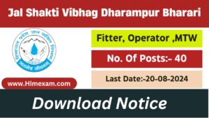 HP Jal Shakti Vibhag Division Dharampur Bharari Recruitment 2024 Notification Out for Para Pump Operator ,Para Fitter & Multipurpose worker