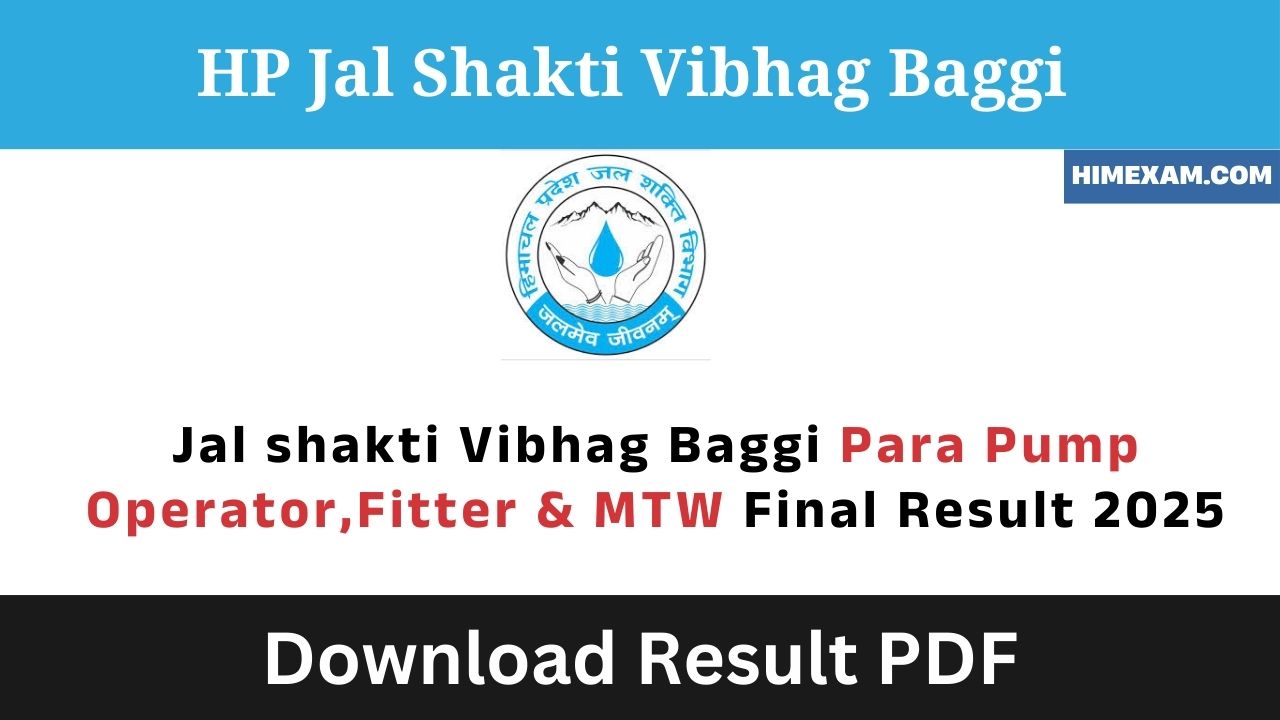 HP Jal Shakti Vibhag Division Baggi Final Result 2025
