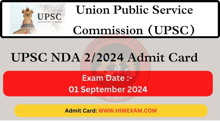 UPSC NDA 2/2024 Admit Card