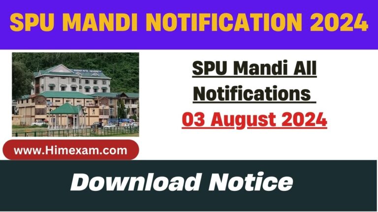 SPU Mandi All Notifications 03 August 2024