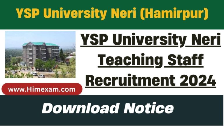 YSP University Neri Teaching Staff Recruitment 2024