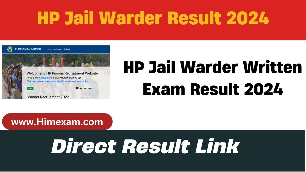 HP Jail Warder Written Exam Result 2024