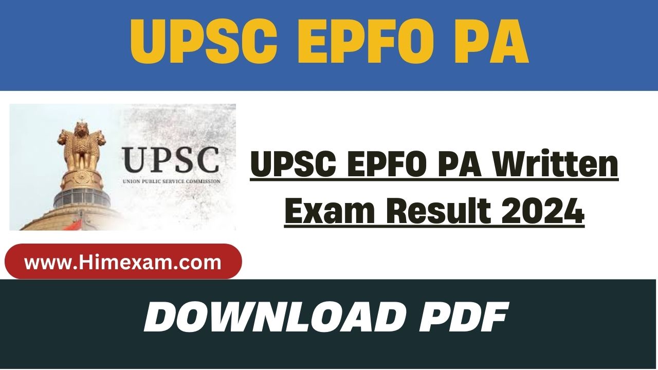 UPSC EPFO PA Written Exam Result 2024