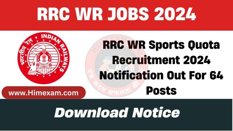 RRC WR Sports Quota Recruitment 2024 Notification Out For 64 Posts