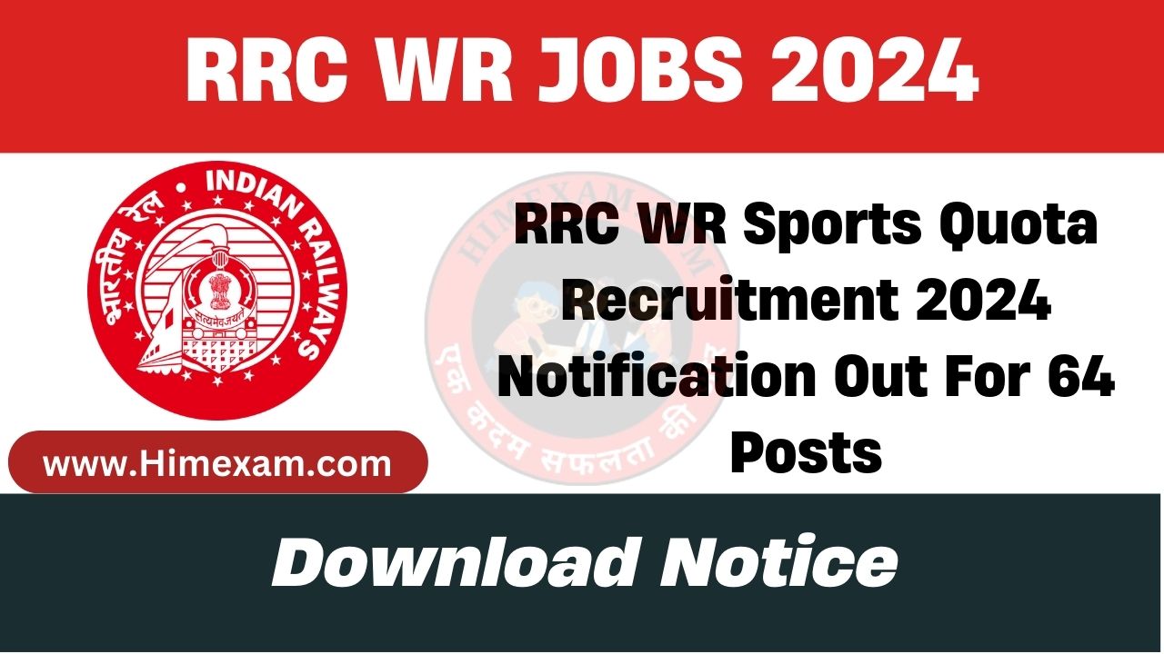 RRC WR Sports Quota Recruitment 2024 Notification Out For 64 Posts