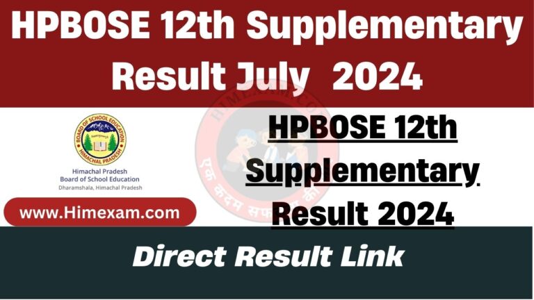 HPBOSE 12th Supplementary Result 2024