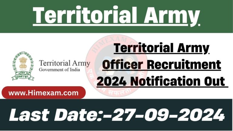 Territorial Army Officer Recruitment 2024 Notification Out For 10 Posts