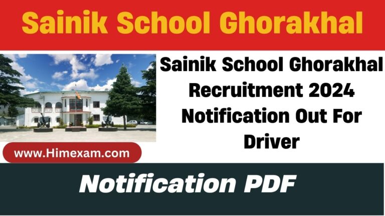 Sainik School Ghorakhal Recruitment 2024 Notification Out For Driver