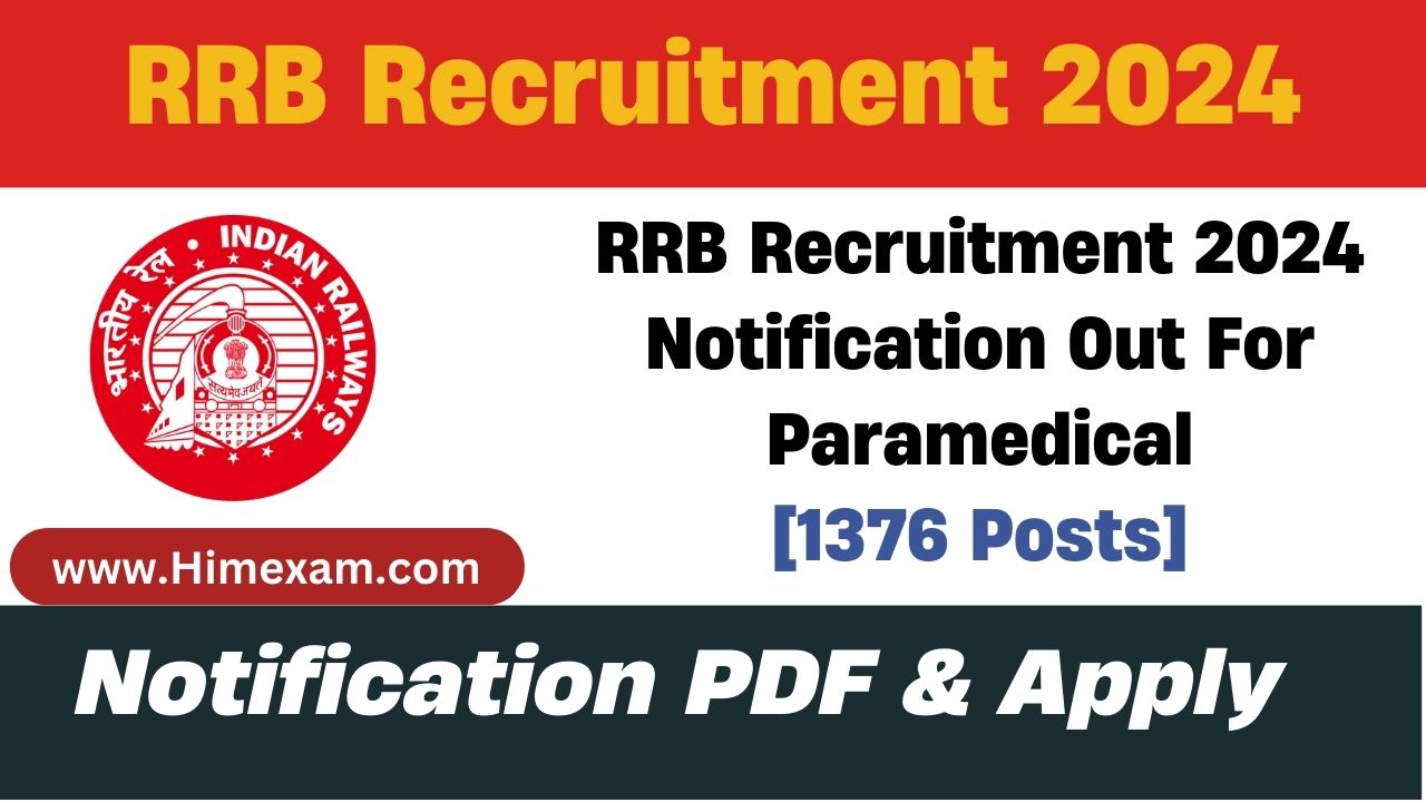 RRB Recruitment 2024 Notification Out For Paramedical[1376 Posts]