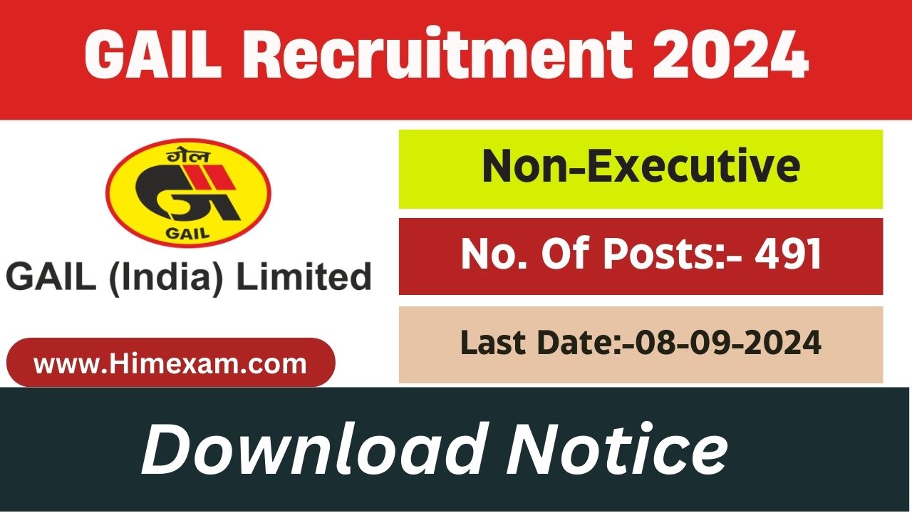 GAIL Non-Executive Recruitment 2024 Notification Out For 391 Posts