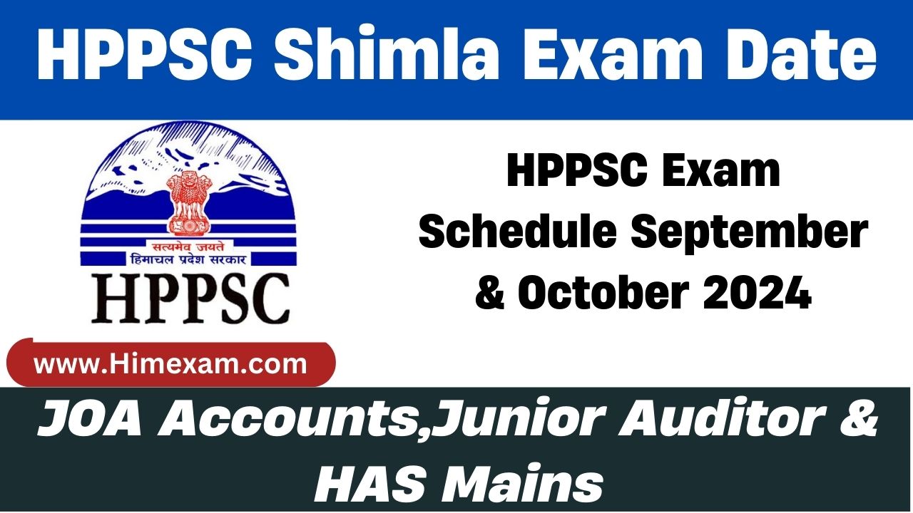 HPPSC Exam Schedule September & October 2024