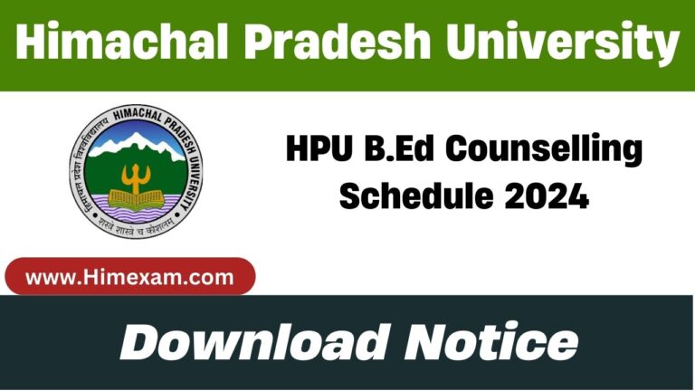 HPU B.Ed Counselling Schedule 2024 Eligibility Criteria, Apply Online